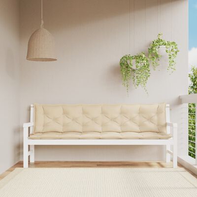 vidaXL Coussins de banc jardin lot de 2 beige 200x50x7 cm tissu Oxford