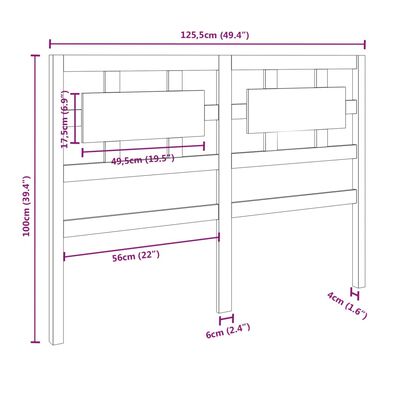 vidaXL Tête de lit Marron miel 125,5x4x100 cm Bois massif de pin