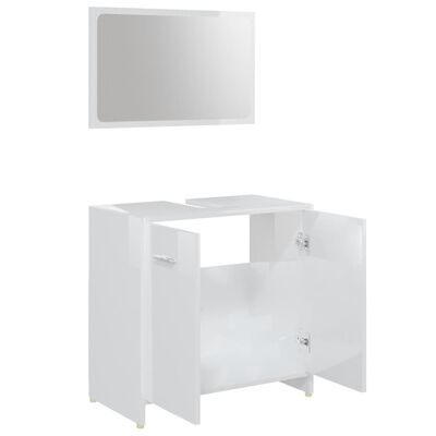 vidaXL Ensemble de meubles de bain 3pcs Blanc brillant Bois ingénierie