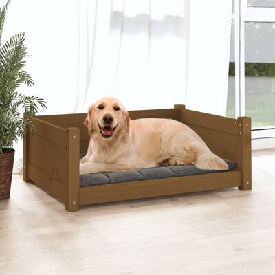 vidaXL Lit pour chien Marron miel 75,5x55,5x28 cm Bois de pin solide