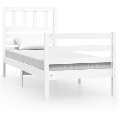 vidaXL Cadre de lit sans matelas blanc 75x190 cm bois massif