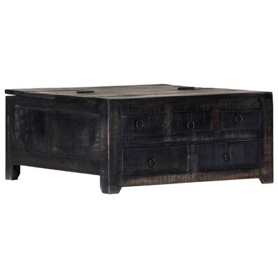 vidaXL Table basse Noir 65x65x30 cm Bois de manguier massif