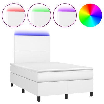 vidaXL Sommier à lattes de lit matelas LED blanc 120x190 cm similicuir