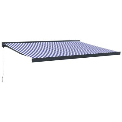 vidaXL Auvent rétractable bleu et blanc 4,5x3 m tissu et aluminium