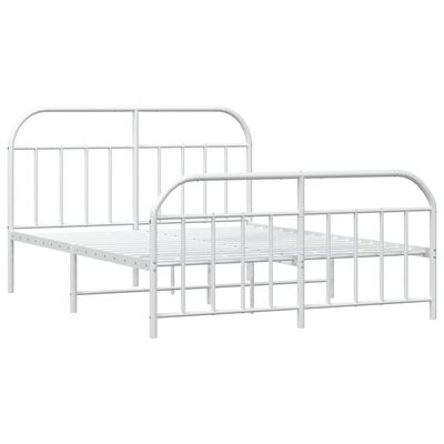 vidaXL Cadre de lit métal sans matelas et pied de lit blanc 140x190 cm