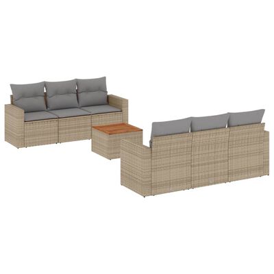 vidaXL Salon de jardin avec coussins 7 pcs beige résine tressée