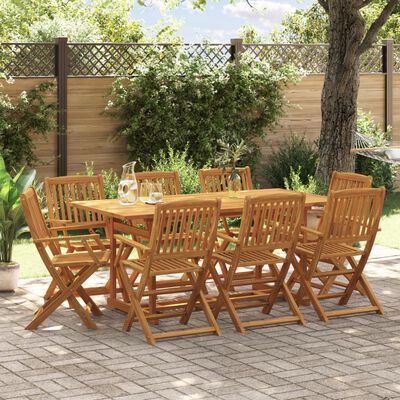 vidaXL Ensemble à manger de jardin 9 pcs bois massif d'acacia