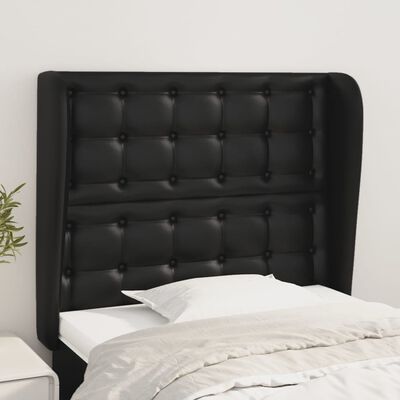 vidaXL Tête de lit avec oreilles Noir 103x23x118/128 cm Similicuir