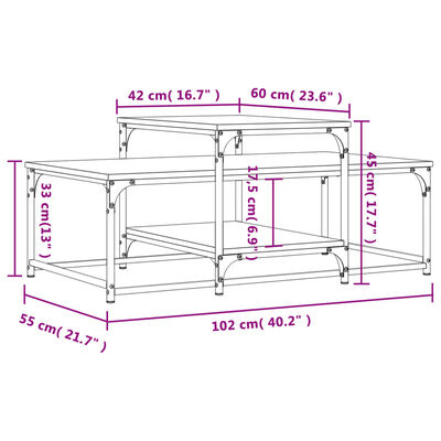 vidaXL Table basse chêne sonoma 102x60x45 cm bois d'ingénierie