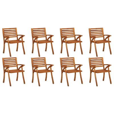 vidaXL Chaises de jardin avec coussins lot de 8 Bois d'acacia solide