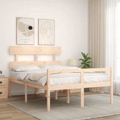 vidaXL Lit pour personne âgée et tête de lit 140x190 cm bois massif