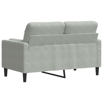 vidaXL Canapé 2 places avec oreillers gris clair 120 cm velours