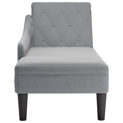 vidaXL Fauteuil long avec coussin et accoudoir droit gris clair tissu