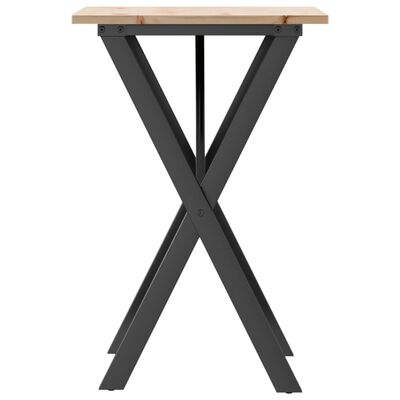 vidaXL Table à manger cadre en X 50x50x75 cm bois de pin massif fonte