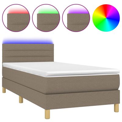 vidaXL Sommier à lattes de lit avec matelas LED Taupe 90x190 cm Tissu