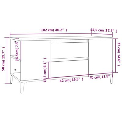 vidaXL Meuble TV Chêne marron 102x44,5x50 cm Bois d'ingénierie