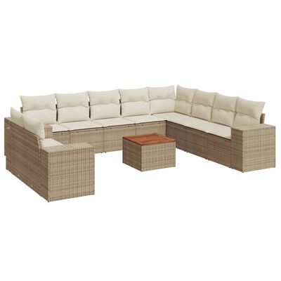 vidaXL Salon de jardin 11 pcs avec coussins beige résine tressée