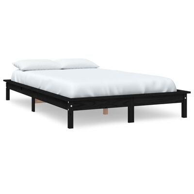 vidaXL Cadre de lit sans matelas noir 140x190 cm bois de pin massif