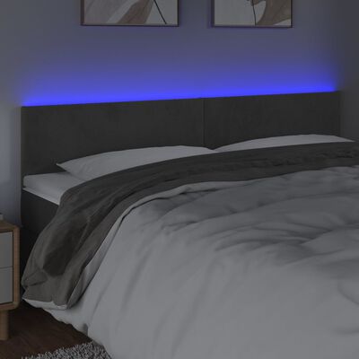 vidaXL Tête de lit à LED Gris foncé 200x5x78/88 cm Velours