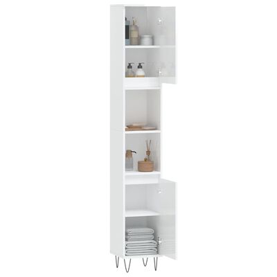 vidaXL Armoire de salle de bain blanc brillant 30x30x190 cm