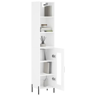 vidaXL Buffet haut Blanc brillant 34,5x34x180 cm Bois d'ingénierie