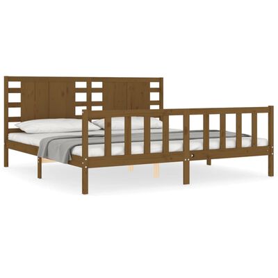 vidaXL Cadre de lit avec tête de lit marron miel 200x200cm bois massif