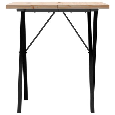 vidaXL Table à manger cadre en X 70x70x75,5cm bois de pin massif fonte