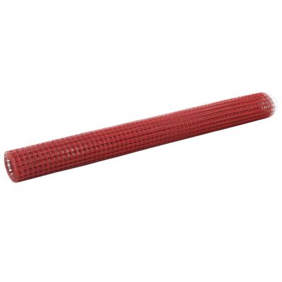 vidaXL Grillage Acier avec revêtement en PVC 10x1,5 m Rouge