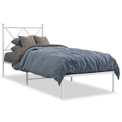 vidaXL Cadre de lit métal sans matelas avec tête de lit blanc 75x190cm