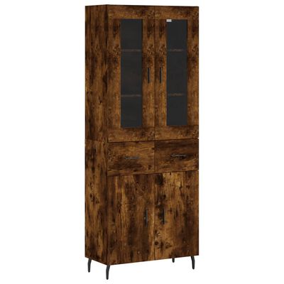 vidaXL Buffet haut Chêne fumé 69,5x34x180 cm Bois d'ingénierie