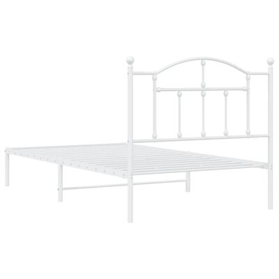 vidaXL Cadre de lit métal sans matelas et tête de lit blanc 100x190 cm