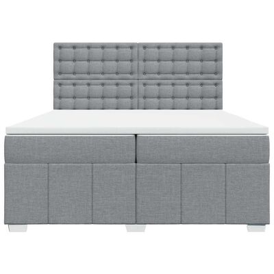 vidaXL Sommier à lattes de lit avec matelas Gris clair 200x200cm Tissu