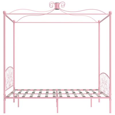 vidaXL Cadre de lit à baldaquin sans matelas rose métal 180x200 cm