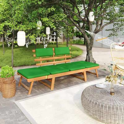 vidaXL Banc de jardin avec coussins 2-en-1 190 cm Bois solide d'acacia