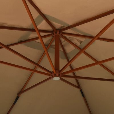 vidaXL Parasol en porte-à-faux avec mât en bois 400x300 cm Taupe