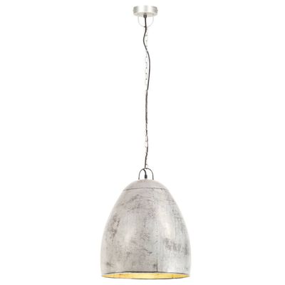 vidaXL Lampe suspendue industrielle 25 W Argenté Rond 42 cm E27