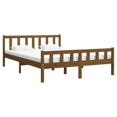 vidaXL Cadre de lit sans matelas marron miel bois massif 120x200 cm