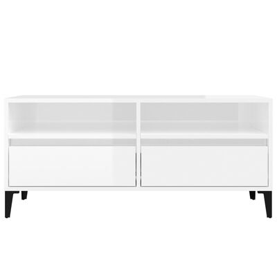 vidaXL Meuble TV blanc brillant 100x34,5x44,5 cm bois d'ingénierie