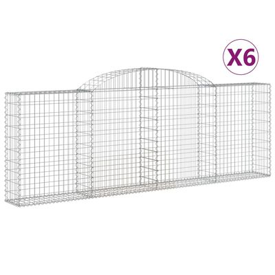 vidaXL Paniers à gabions arqués 6 pcs 300x30x100/120 cm fer galvanisé