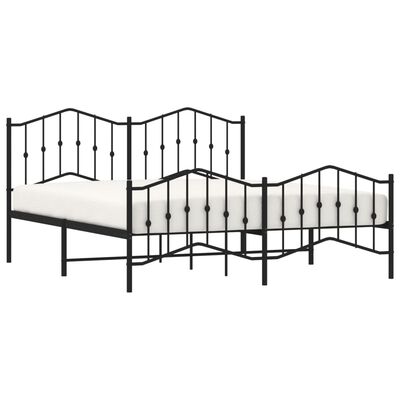 vidaXL Cadre de lit métal sans matelas avec pied de lit noir 183x213cm