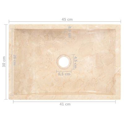 vidaXL Lavabo 45x30x12 cm marbre crème brillant