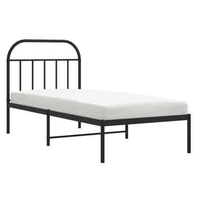 vidaXL Cadre de lit métal sans matelas avec tête de lit noir 90x190 cm