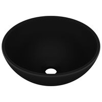 vidaXL Lavabo rond de salle de bain Noir mat 32,5x14 cm Céramique