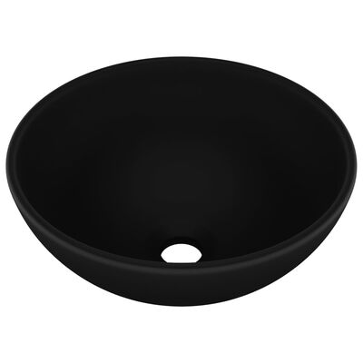 vidaXL Lavabo rond de salle de bain Noir mat 32,5x14 cm Céramique