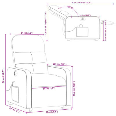 vidaXL Fauteuil inclinable de massage électrique Marron foncé Tissu