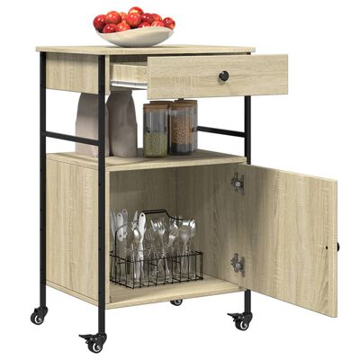 vidaXL Chariot de cuisine chêne sonoma 56x43x89,5 cm bois d'ingénierie