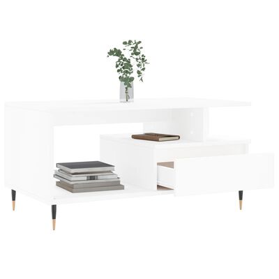 vidaXL Table basse Blanc 90x49x45 cm Bois d'ingénierie