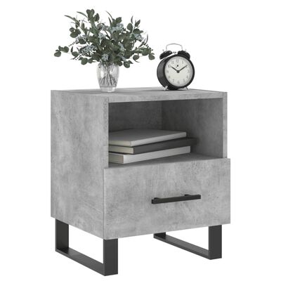 vidaXL Tables de chevet 2pcs gris béton 40x35x47,5cm bois d’ingénierie