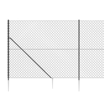 vidaXL Clôture à mailles losangées avec ancrage anthracite 1,4x25 m