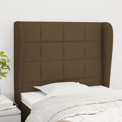 vidaXL Tête de lit avec oreilles Marron foncé 83x23x118/128 cm Tissu